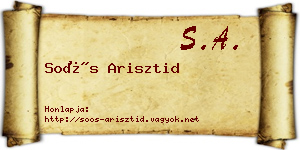 Soós Arisztid névjegykártya